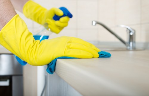 Domestic cleaning routine in a Croydon kitchen and bathroom