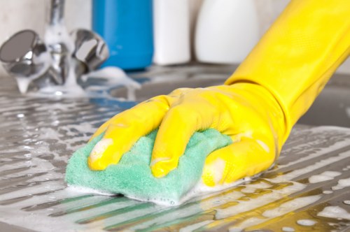 Detailed after builders cleaning of kitchen surfaces and fittings